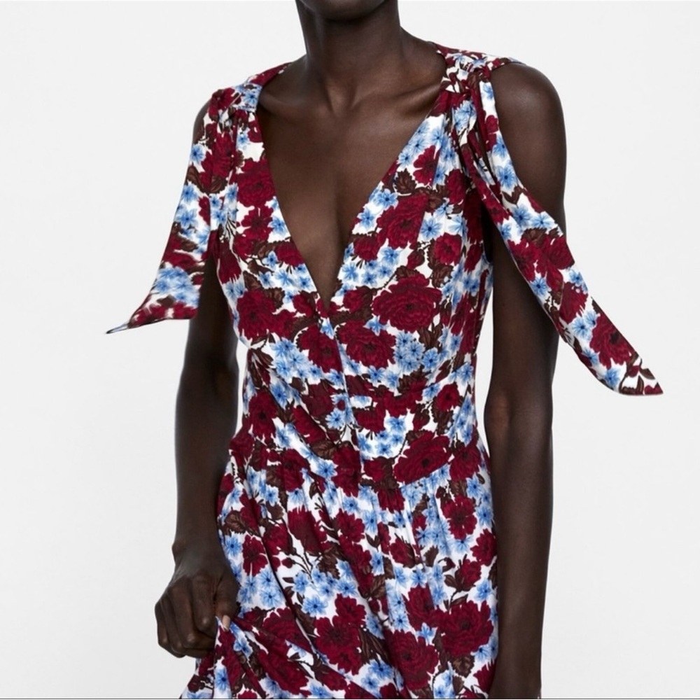 Zara Basic Button Down Sleeveless Shoulder Tie Fl… - image 2